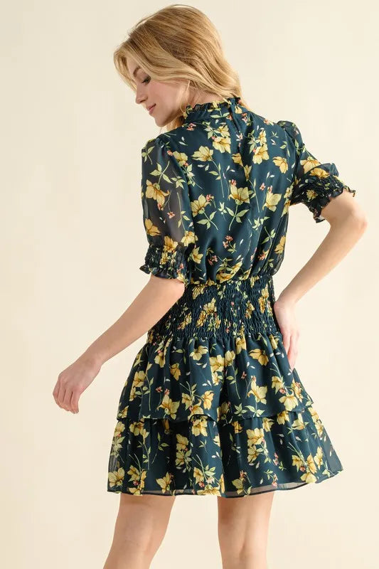 Hazel Blues® | And The Why Floral Print Smocked Waist Mini Dress