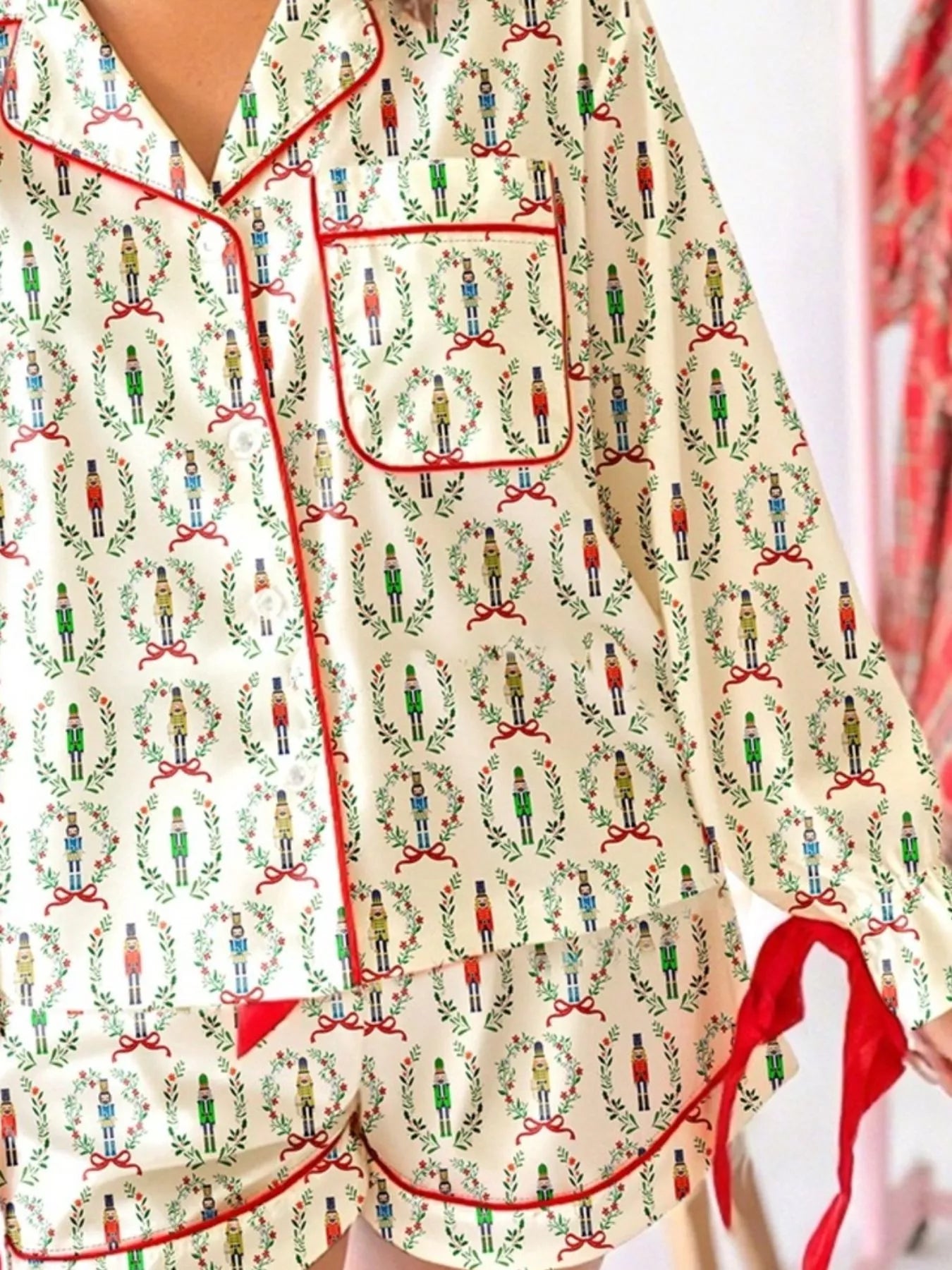 Hazel Blues® | Nutcracker Print Long Sleeve Top and Shorts Lounge Set