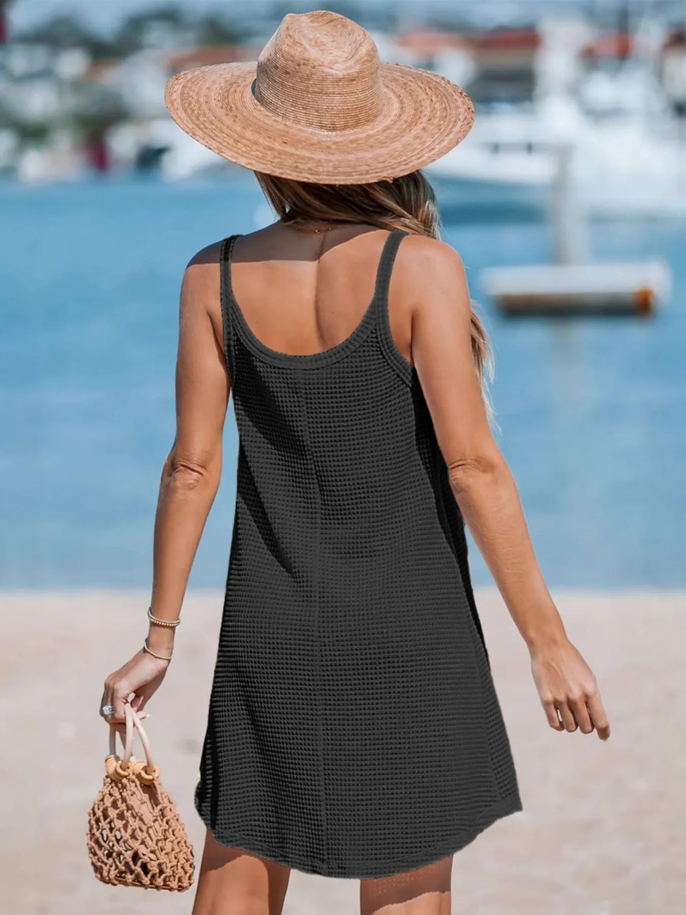 Hazel Blues® | Textured Scoop Neck Cami Dress