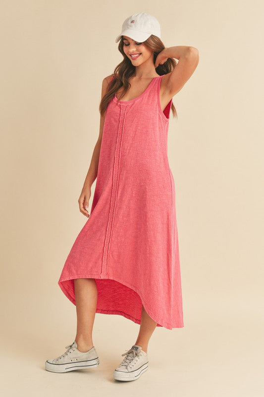 Hazel Blues® | Aemi + Co High-Low Hem Scoop Neck Midi Tank Dress