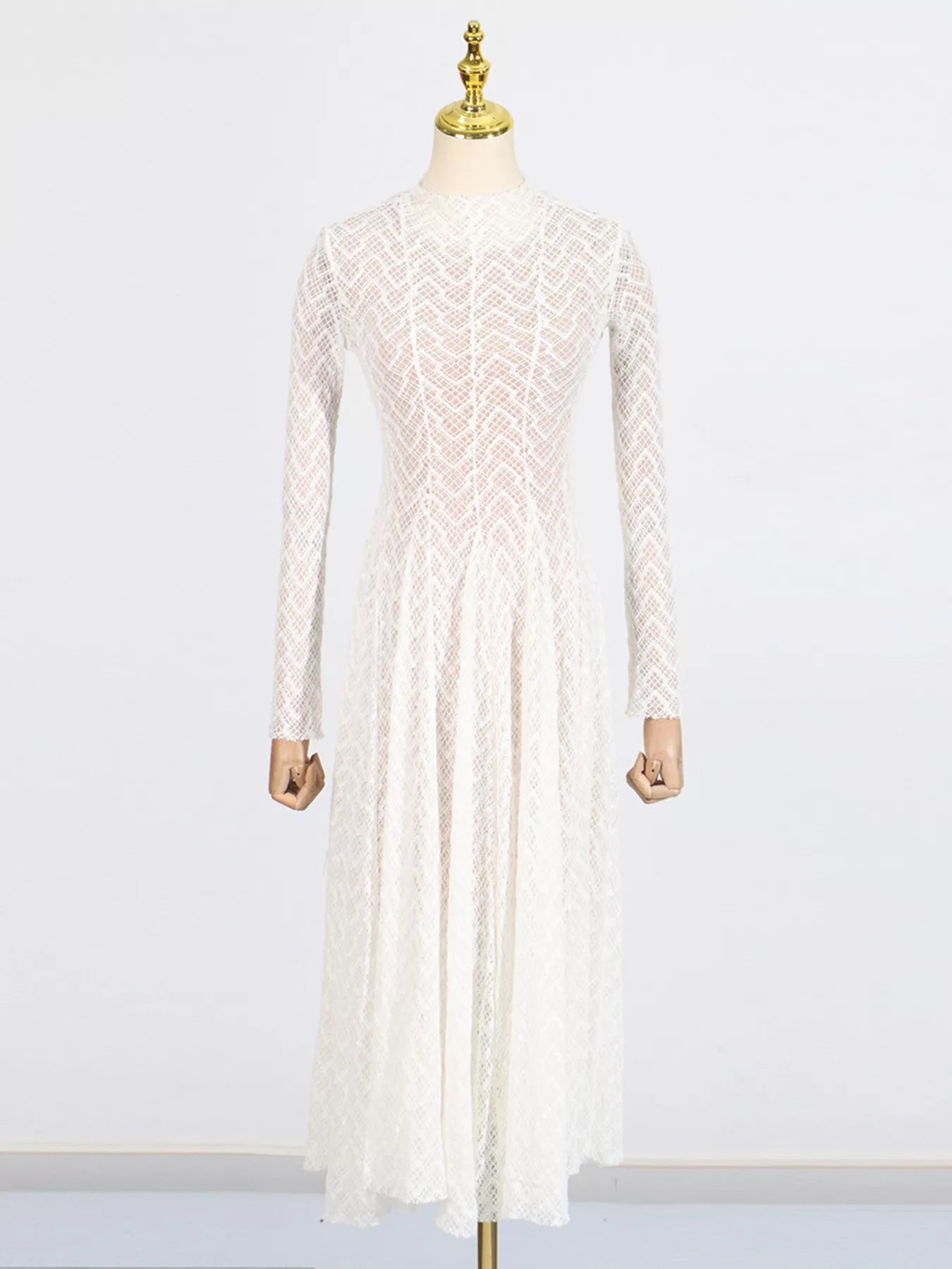 Hazel Blues® | Lace Mock Neck Long Sleeve Maxi Dress