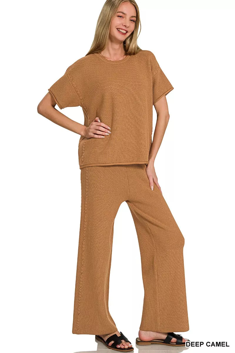 Hazel Blues® | Zenana Viscose Round Neck Top & Pants Set