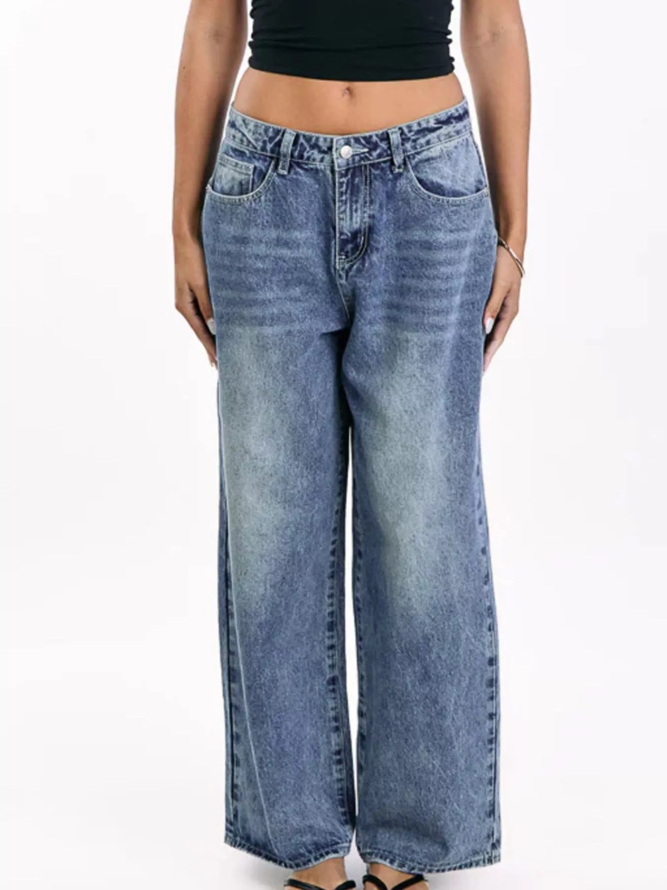 Hazel Blues® | Pocketed Wide leg Jeans