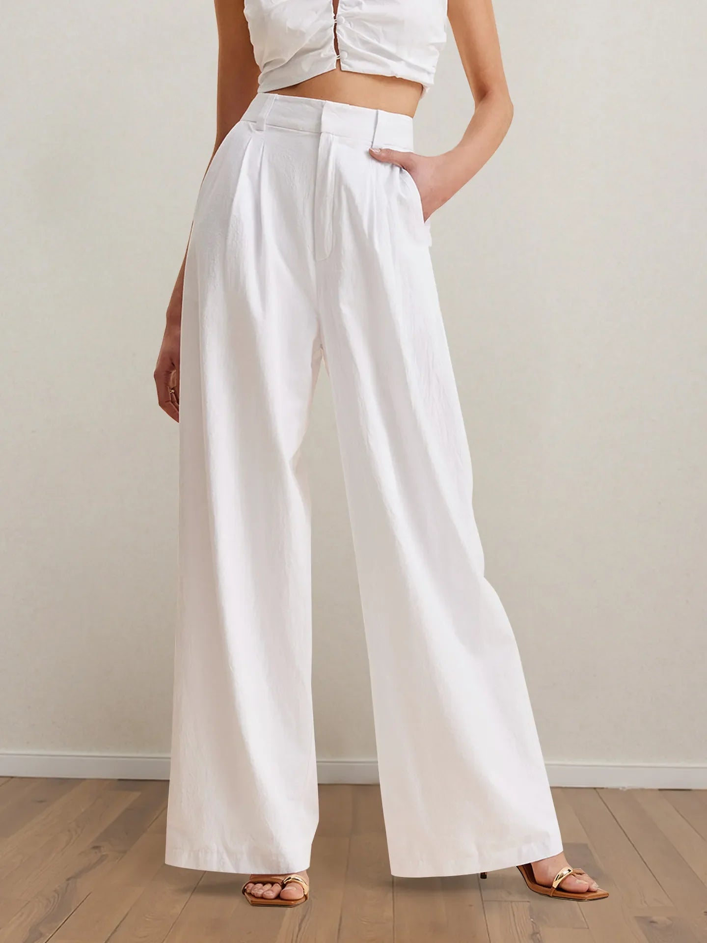 Hazel Blues® | Strapless Peplum Top and Wide Leg Pants Set