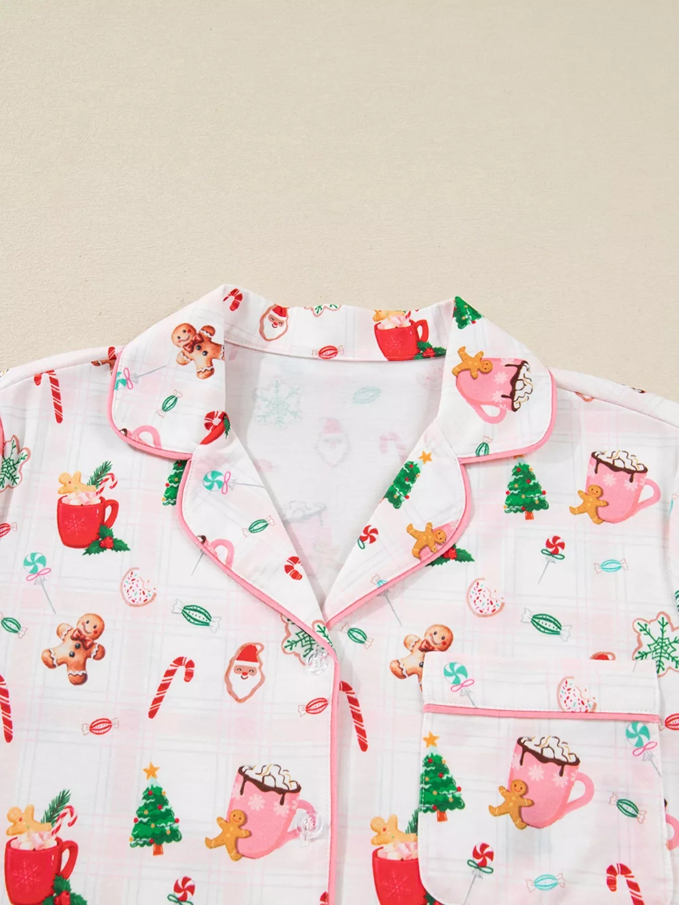Hazel Blues® | Christmas Spirit Cute Holiday Print Short Sleeve Shirt and Pants 2pcs Pajama Set