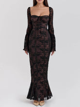 Black Long Sleeve Lace Maxi Dress