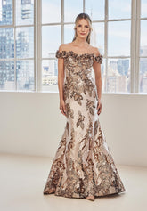 MGNY Madeline Gardner New York 73130 Long Mermaid Metallic Formal Dress