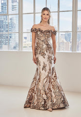 MGNY Madeline Gardner New York 73130 Long Mermaid Metallic Formal Dress