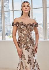 MGNY Madeline Gardner New York 73130 Long Mermaid Metallic Formal Dress