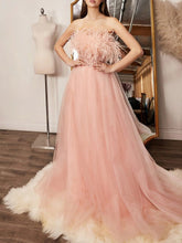Feather Sequin Panel Mesh Dress