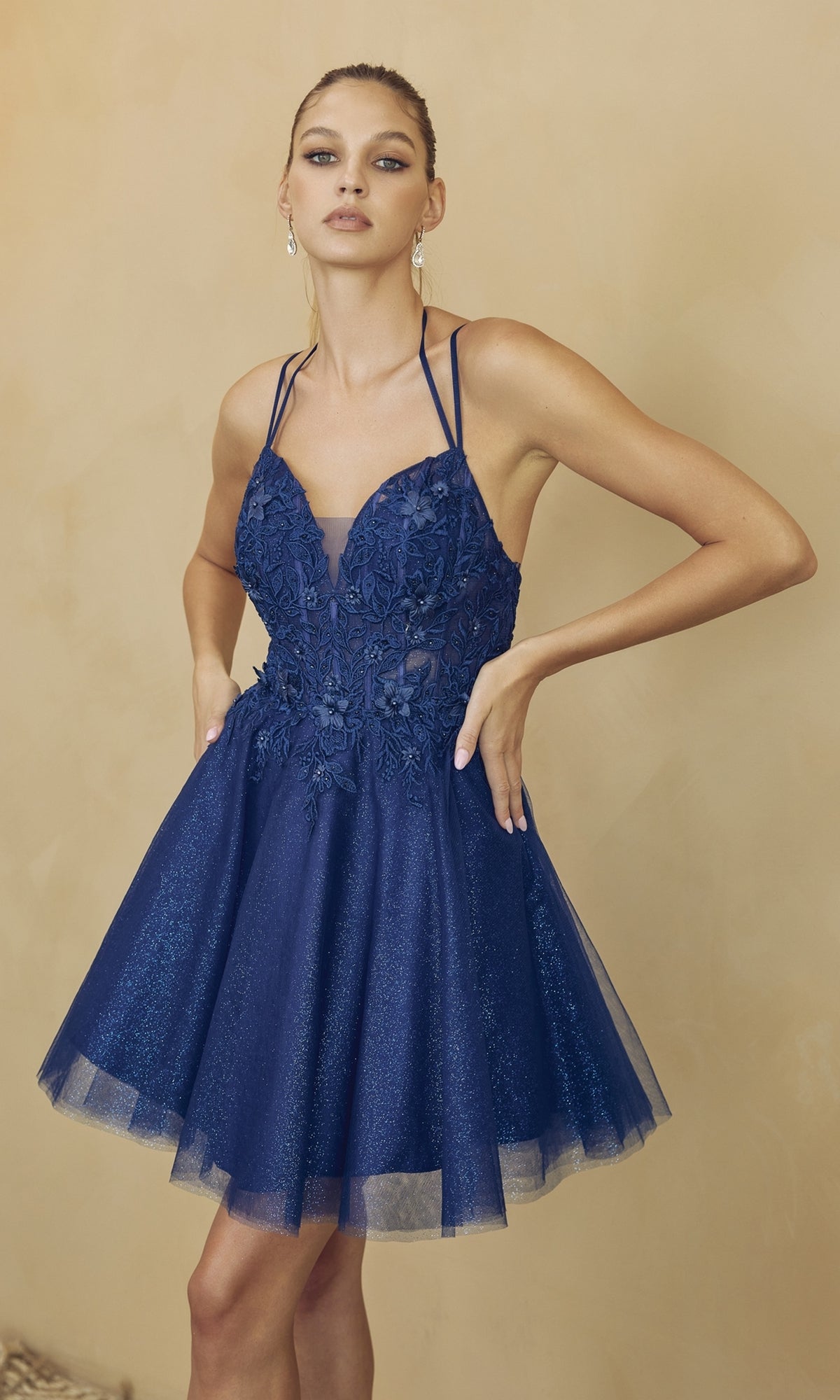 Glitter-Tulle Short A-Line Homecoming Dress 864