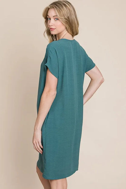 Hazel Blues® |  BOMBOM V-Neck Short Sleeve Dress with Pockets