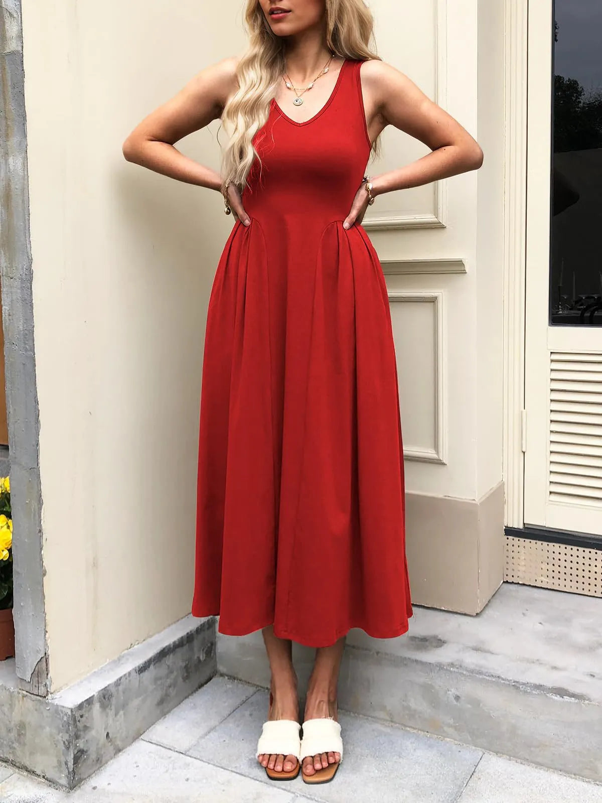Hazel Blues® |  V-Neck Midi Tank Dress
