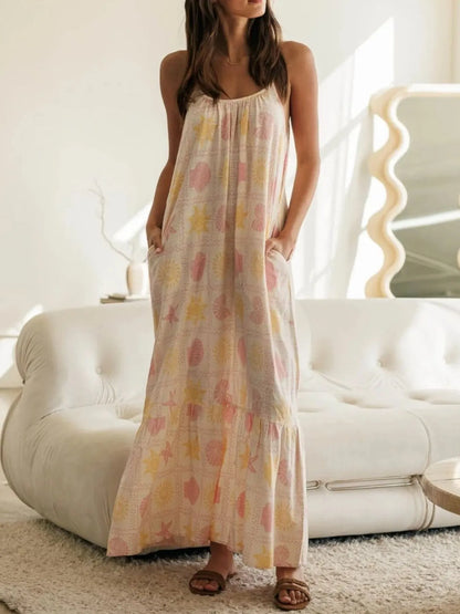 Hazel Blues® |  Printed Maxi Lounge Dress with Ruffled Hem
