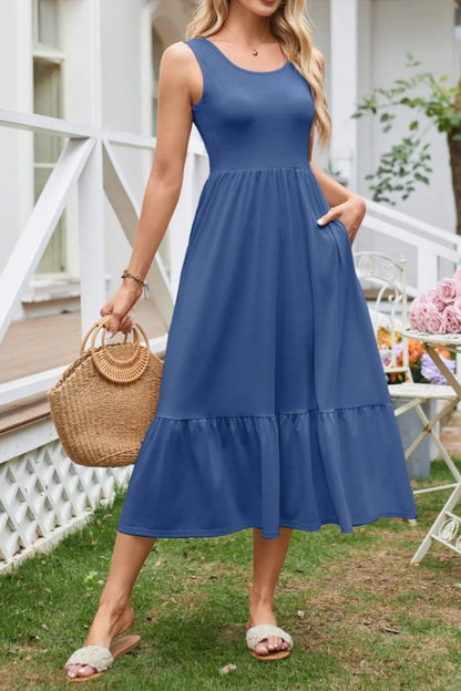 Hazel Blues® |  Round Neck Wide Strap Tank Dress