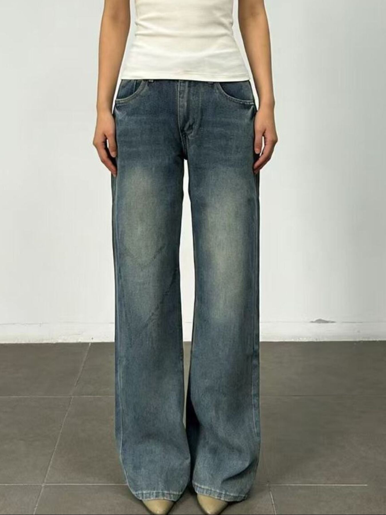 Hazel Blues® |  Vintage Wash Wide Leg Jeans