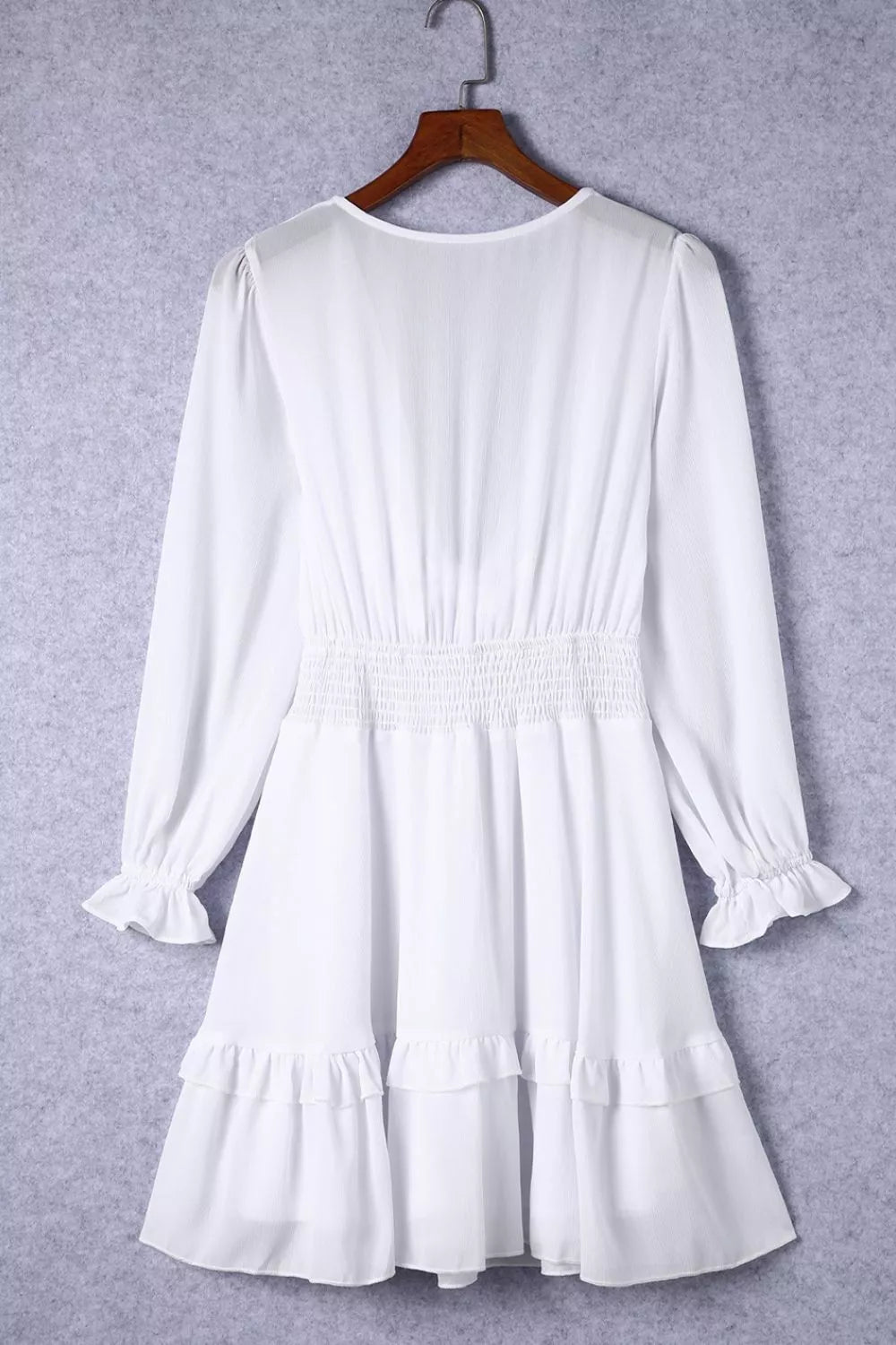 Hazel Blues® |  Elegant Tie-Front Ruffle Mini Dress with Smocked Wiast