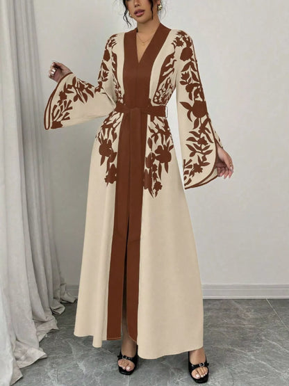 Hazel Blues® |  Printed Tie Waist Maxi Dress