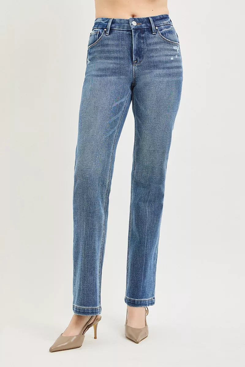 Hazel Blues® |  RISEN Tummy Control 4way Stretch Mid Rise Straight Crease Line