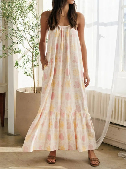 Hazel Blues® |  Printed Maxi Lounge Dress with Ruffled Hem