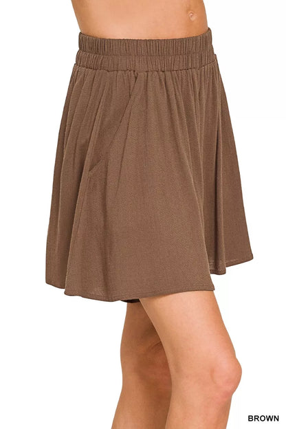 Hazel Blues® |  Zenana Woven Elastic Band Shorts With Pocket