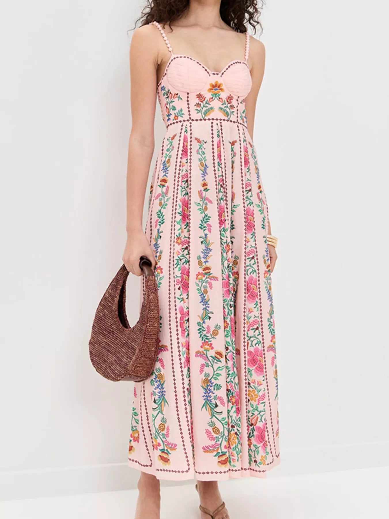 Hazel Blues® |  Floral Print Sweetheart Neck Dress