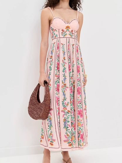 Hazel Blues® |  Floral Print Sweetheart Neck Dress