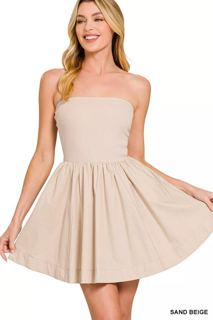 Hazel Blues® |  Zenana Combined Knit Tube Top Flare Mini Dress