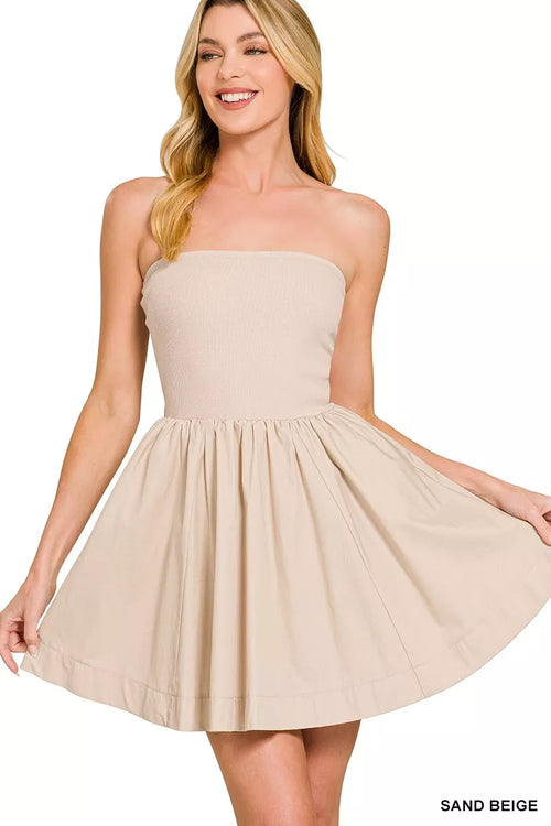 Hazel Blues® |  Zenana Combined Knit Tube Top Flare Mini Dress