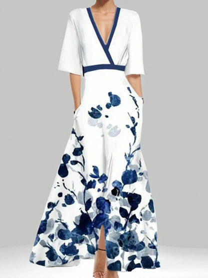 Hazel Blues® |  Floral Print Half Sleeve Maxi Dress