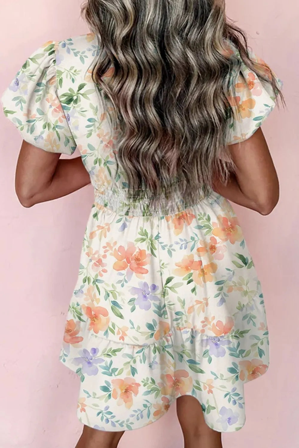 Hazel Blues® |  Frill Notched Puff Sleeve Dress