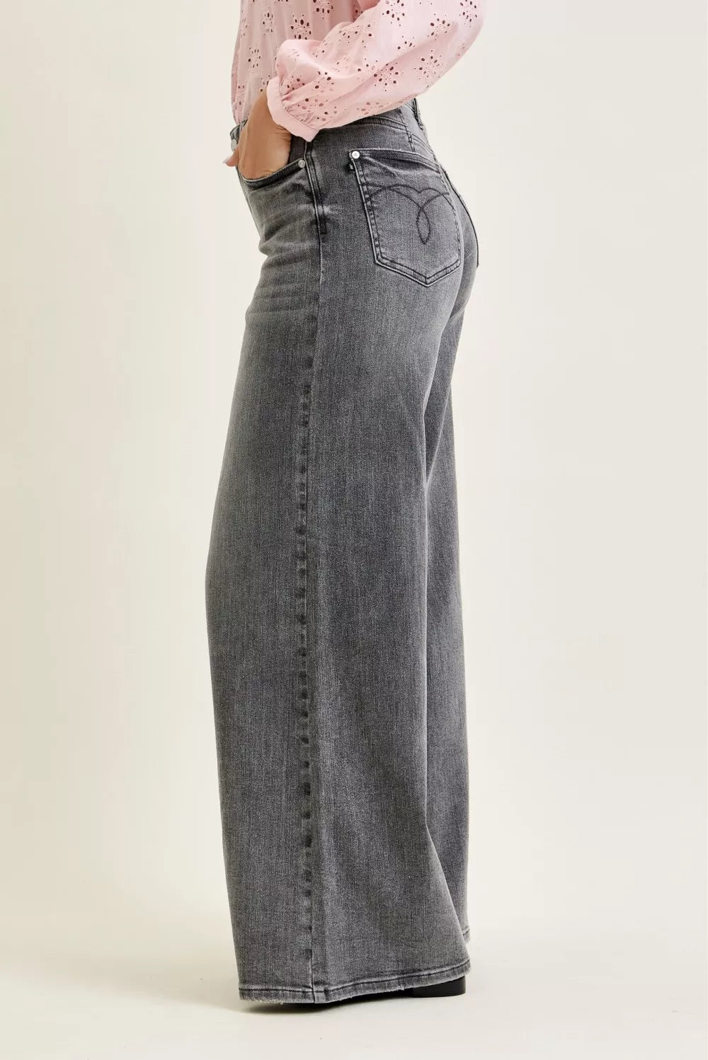 Hazel Blues® |  Judy Blue Mid Rise Palazzo Split Back Yoke