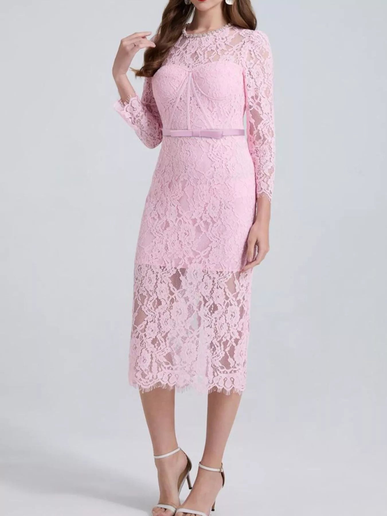 Hazel Blues® |  Lace Long Sleeve Midi Dress