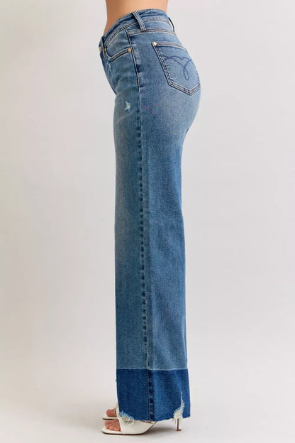 Hazel Blues® |  Judy Blue Raw Hem High Waist Column Straight Jeans