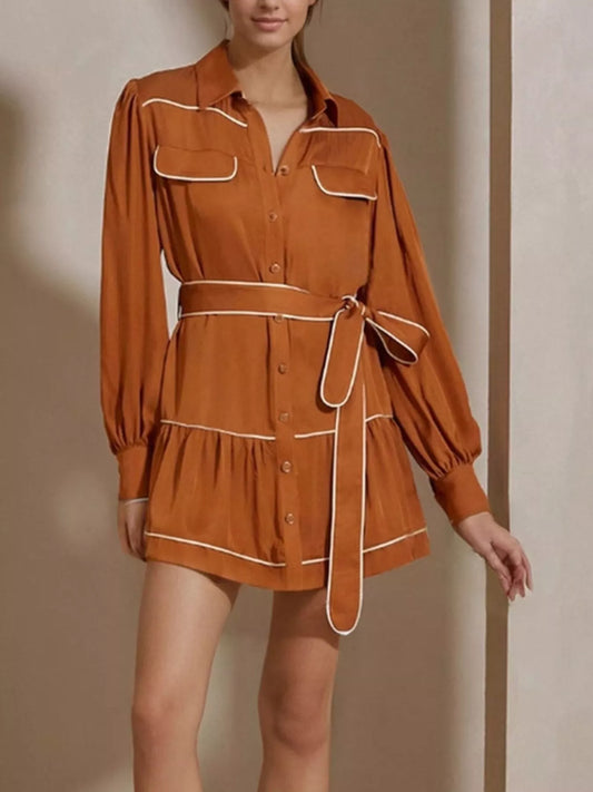 Hazel Blues® |  Button Front Long Sleeve Shirt Dress