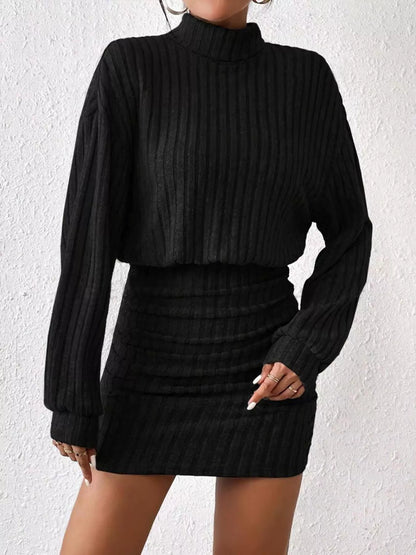 Hazel Blues® |  Ribbed Turtleneck Long Sleeve Sweater Dress