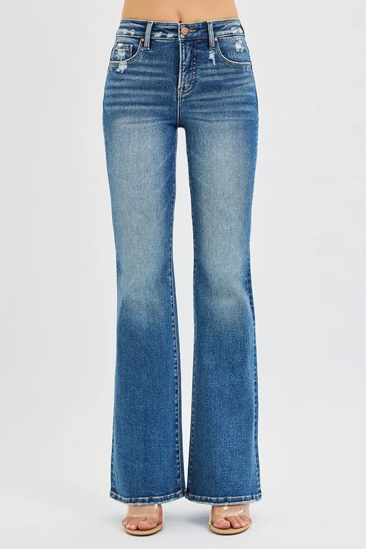 Hazel Blues® | RISEN Tummy Control High Rise Flare Jeans