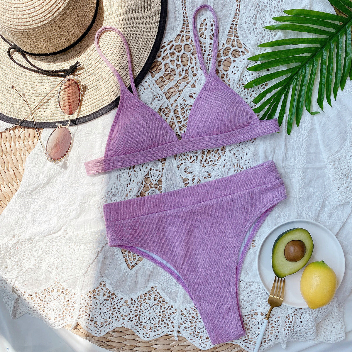 Hazel Blues® | Spaghetti Strap Ribbed Bikini Set