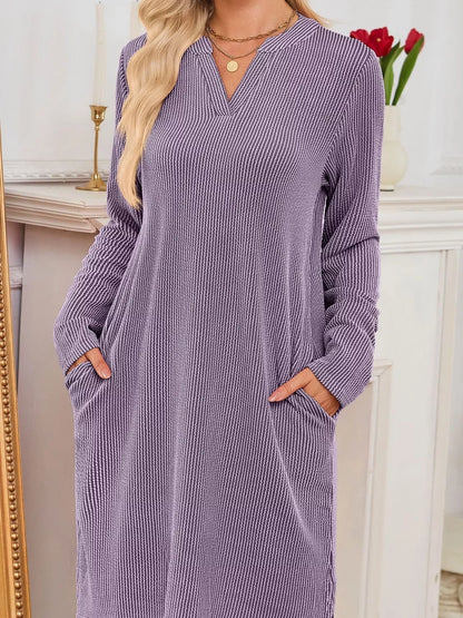 Hazel Blues® |  Casual Ribbed Knit Long Sleeve Dress