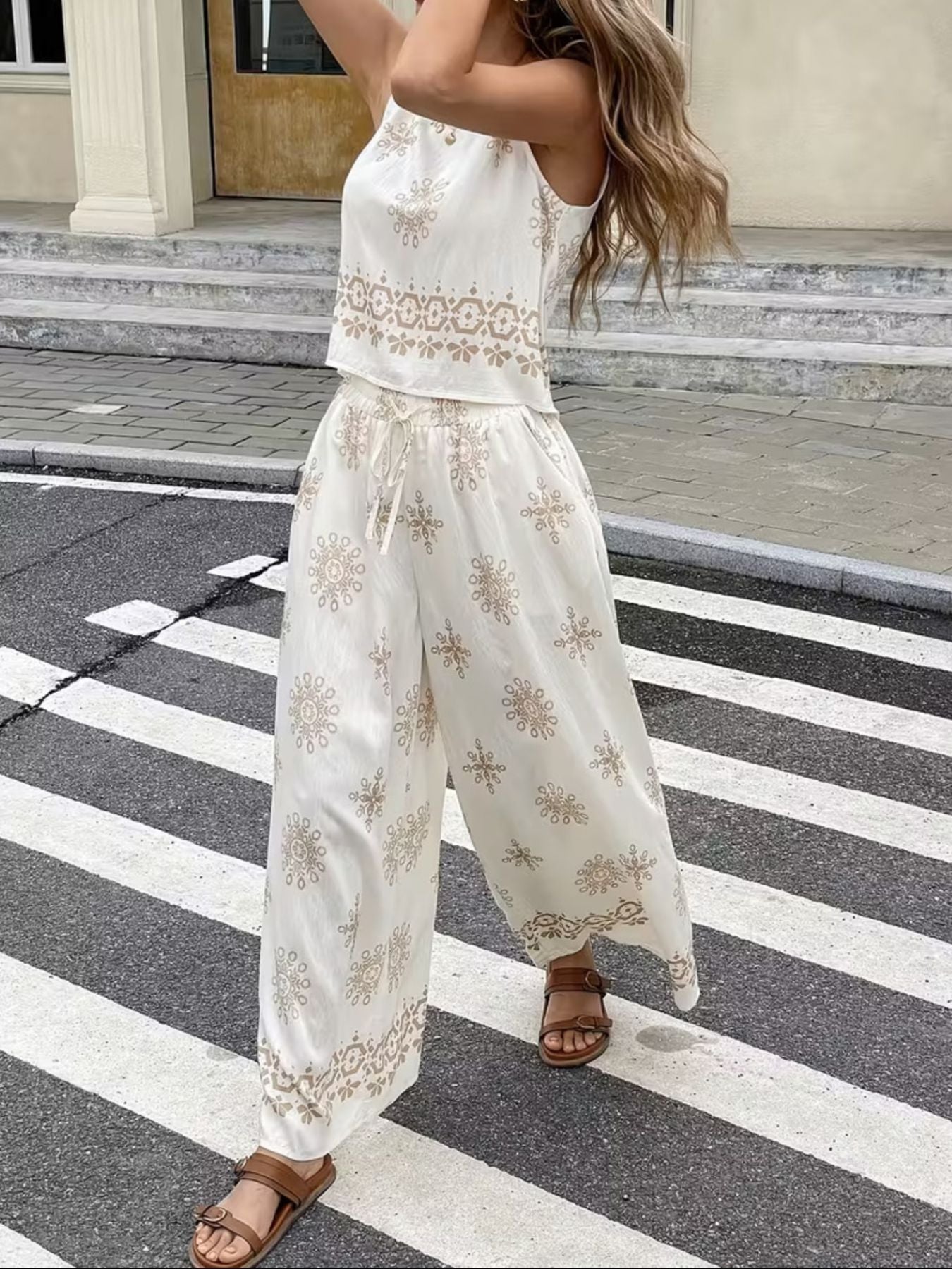 Hazel Blues® |  Sleeveless Top and Wide Leg Pants Set