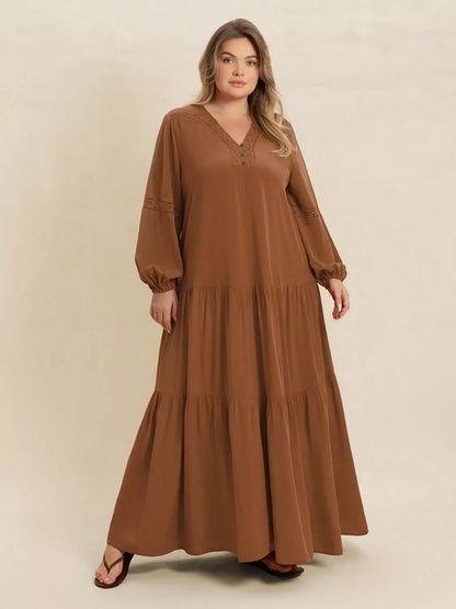 Hazel Blues® | Bohemian Tiered Maxi Dress with Balloon Sleeves