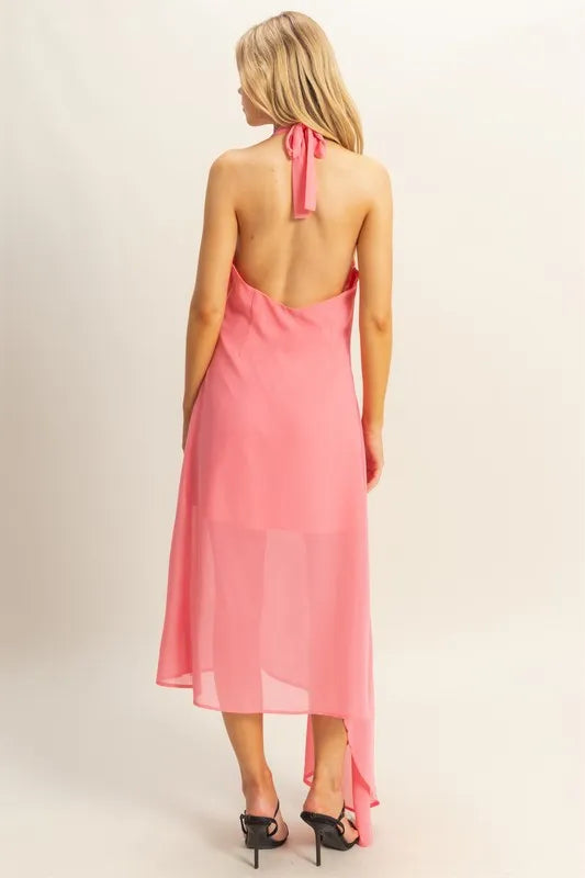 Hazel Blues® |  HYFVE Chiffon Halter Asymmetrical Hem Dress