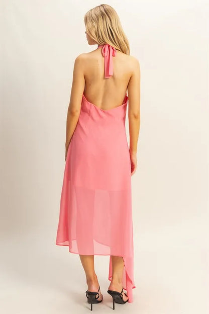 Hazel Blues® |  HYFVE Chiffon Halter Asymmetrical Hem Dress