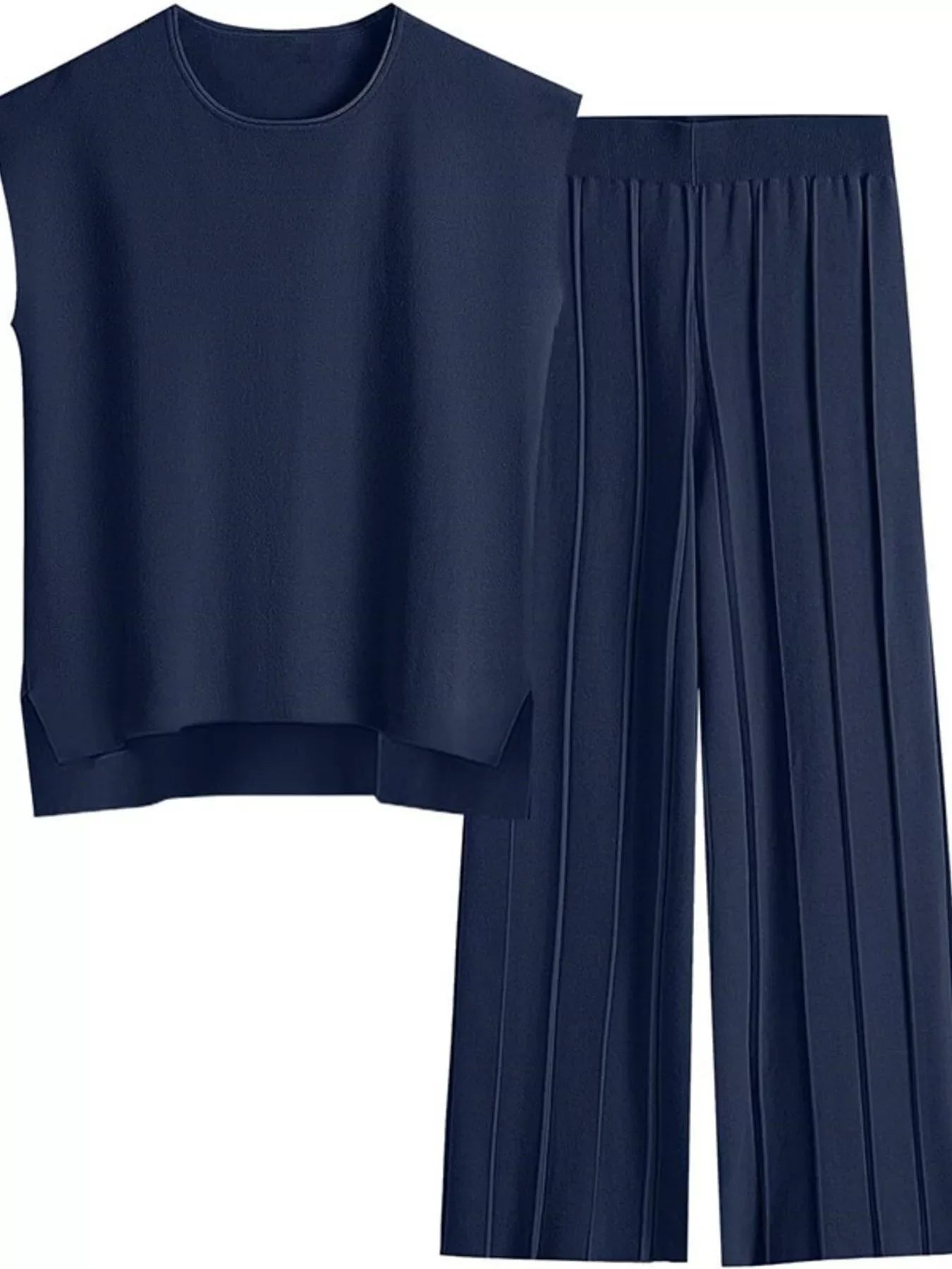 Hazel Blues® |  Casual Solid Color Cap Sleeve Top and Pants Knit Set