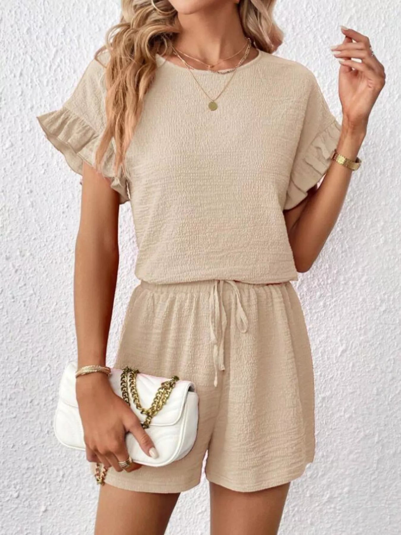 Hazel Blues® |  Round Neck Tee and Shorts Set