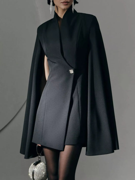 Hazel Blues® |  One Button Fitted Mini Blazer Dress with Cape Sleeves