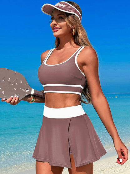 Hazel Blues® | Scoop Neck Top and Skort Swim Set