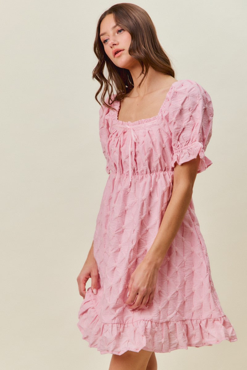 Hazel Blues® |  SO ME Texture Woven Ruching On Bust Mini Dress