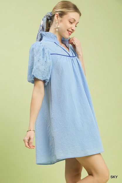 Hazel Blues® |  Umgee Puff Sleeve Textured Babydoll Dress