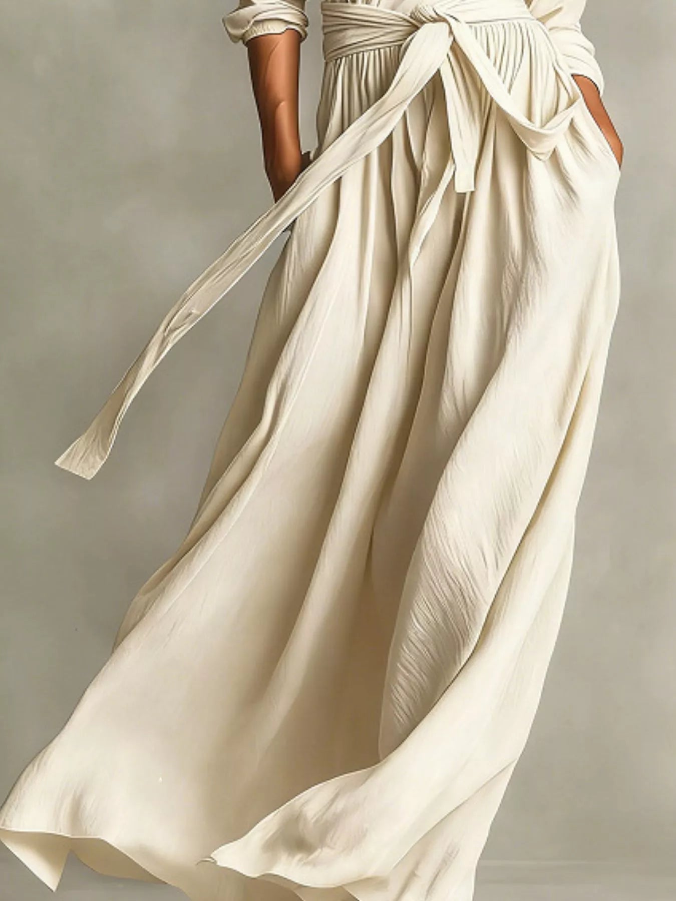 Hazel Blues® | Long Sleeve Tie Waist Maxi Dress